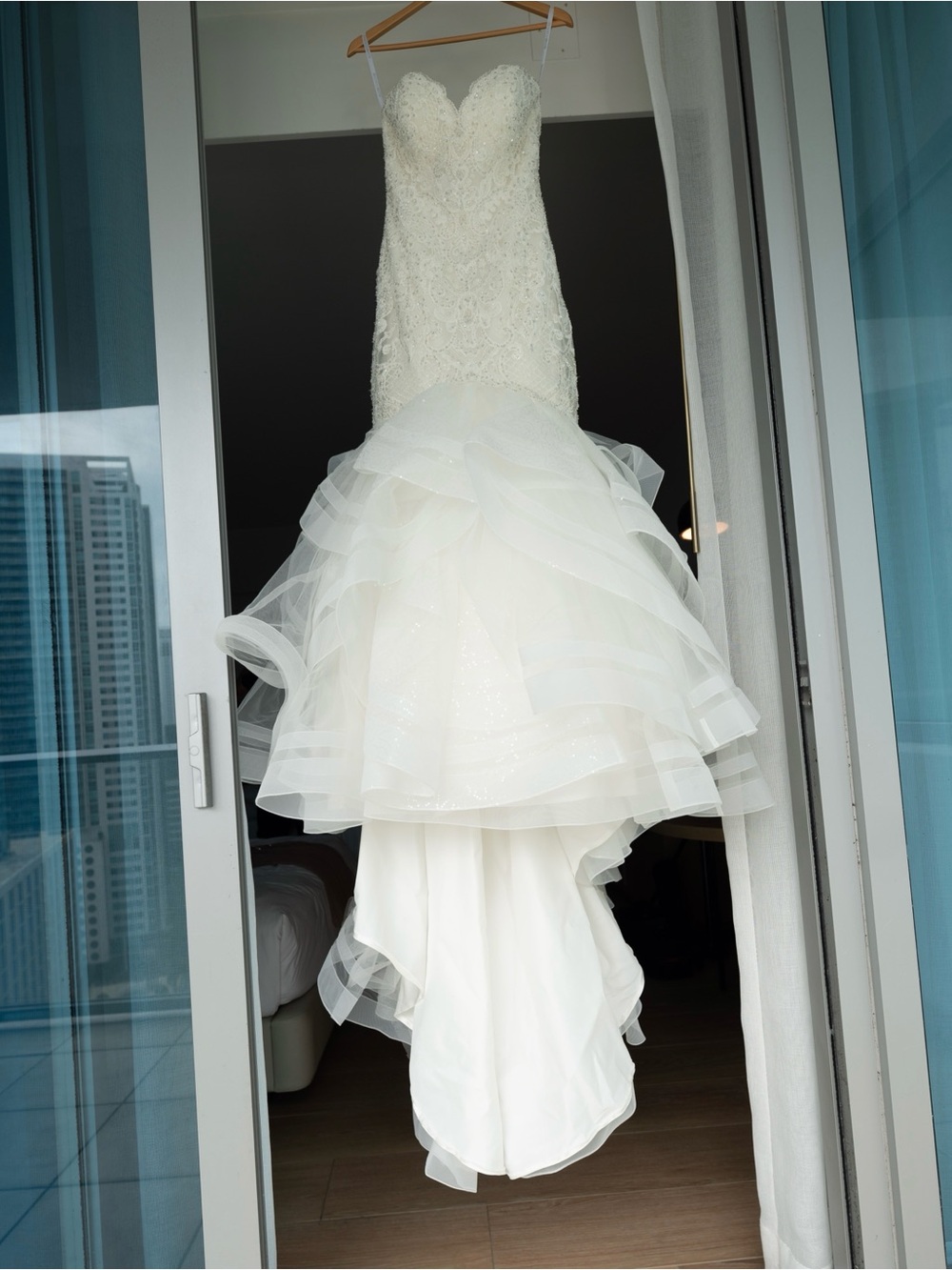 Allure Bridals Ivory Beaded Strapless Wedding Gown